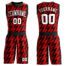 Load image into Gallery viewer, Custom Red White-Black Round Neck Sublimation Basketball Suit Jersey
