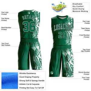 Custom Kelly Green Black-White Round Neck Sublimation Basketball Suit Jersey