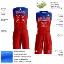 Laden Sie das Bild in den Galerie-Viewer, Custom Red Royal-White Round Neck Sublimation Basketball Suit Jersey
