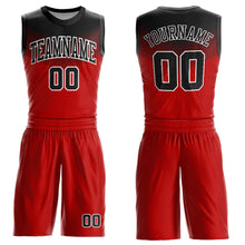 Load image into Gallery viewer, Custom Red Black-White Round Neck Sublimation Basketball Suit Jersey
