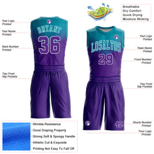 Laden Sie das Bild in den Galerie-Viewer, Custom Purple Teal-White Round Neck Sublimation Basketball Suit Jersey
