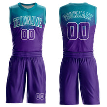 Laden Sie das Bild in den Galerie-Viewer, Custom Purple Teal-White Round Neck Sublimation Basketball Suit Jersey
