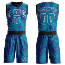 Load image into Gallery viewer, Custom Teal Purple-White Round Neck Sublimation Basketball Suit Jersey
