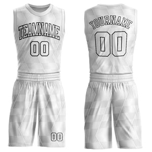 Custom Gray White-Black Round Neck Sublimation Basketball Suit Jersey