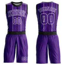 Laden Sie das Bild in den Galerie-Viewer, Custom Purple Black-White Round Neck Sublimation Basketball Suit Jersey
