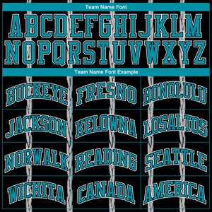 Custom Black Teal-White Round Neck Sublimation Basketball Suit Jersey