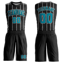 Charger l&#39;image dans la galerie, Custom Black Teal-White Round Neck Sublimation Basketball Suit Jersey
