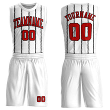 Load image into Gallery viewer, Custom White Red-Black Round Neck Sublimation Basketball Suit Jersey
