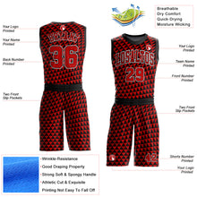 Laden Sie das Bild in den Galerie-Viewer, Custom Red Black-White Triangle Shapes Round Neck Sublimation Basketball Suit Jersey
