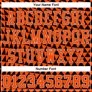 Custom Orange White-Black Triangle Shapes Round Neck Sublimation Basketball Suit Jersey