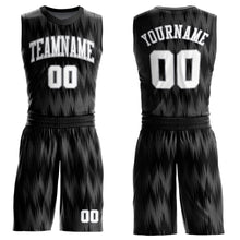 Load image into Gallery viewer, Custom Black White-Light Gray Round Neck Sublimation Basketball Suit Jersey
