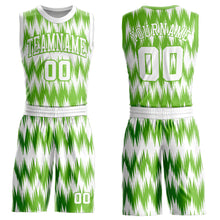 Laden Sie das Bild in den Galerie-Viewer, Custom White Neon Green Round Neck Sublimation Basketball Suit Jersey

