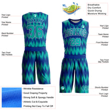 Load image into Gallery viewer, Custom Royal Aqua-White Round Neck Sublimation Basketball Suit Jersey
