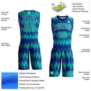 Custom Royal Aqua-White Round Neck Sublimation Basketball Suit Jersey