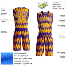 Laden Sie das Bild in den Galerie-Viewer, Custom Purple Gold-White Round Neck Sublimation Basketball Suit Jersey
