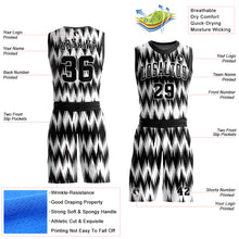 Laden Sie das Bild in den Galerie-Viewer, Custom Black White Round Neck Sublimation Basketball Suit Jersey
