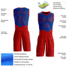 Laden Sie das Bild in den Galerie-Viewer, Custom Royal Red Color Splash Round Neck Sublimation Basketball Suit Jersey
