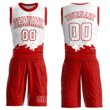 Laden Sie das Bild in den Galerie-Viewer, Custom White Red Color Splash Round Neck Sublimation Basketball Suit Jersey

