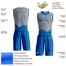 Laden Sie das Bild in den Galerie-Viewer, Custom Gray Blue Color Splash Round Neck Sublimation Basketball Suit Jersey
