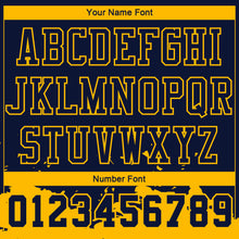 Laden Sie das Bild in den Galerie-Viewer, Custom Navy Yellow Color Splash Round Neck Sublimation Basketball Suit Jersey

