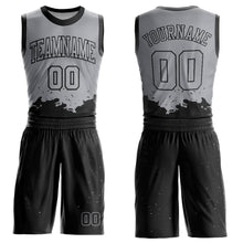 Laden Sie das Bild in den Galerie-Viewer, Custom Gray Black Color Splash Round Neck Sublimation Basketball Suit Jersey
