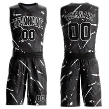 Laden Sie das Bild in den Galerie-Viewer, Custom Black White Bright Lines Round Neck Sublimation Basketball Suit Jersey
