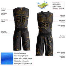 Laden Sie das Bild in den Galerie-Viewer, Custom Black Old Gold Bright Lines Round Neck Sublimation Basketball Suit Jersey
