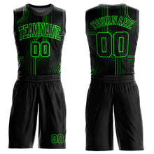 Load image into Gallery viewer, Custom Black Aurora Green Tracks Round Neck Sublimation Basketball Suit Jersey
