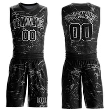 Load image into Gallery viewer, Custom Black White-Gray Abstract Grunge Art Round Neck Sublimation Basketball Suit Jersey
