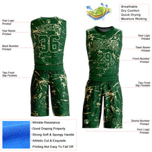 Laden Sie das Bild in den Galerie-Viewer, Custom Green Cream Abstract Grunge Art Round Neck Sublimation Basketball Suit Jersey
