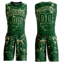 Load image into Gallery viewer, Custom Green Cream Abstract Grunge Art Round Neck Sublimation Basketball Suit Jersey
