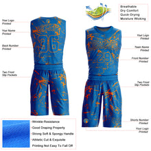 Load image into Gallery viewer, Custom Blue Bay Orange Abstract Grunge Art Round Neck Sublimation Basketball Suit Jersey
