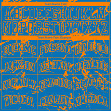 Laden Sie das Bild in den Galerie-Viewer, Custom Blue Bay Orange Abstract Grunge Art Round Neck Sublimation Basketball Suit Jersey
