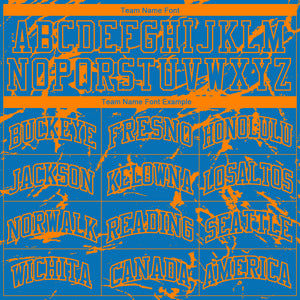 Custom Blue Bay Orange Abstract Grunge Art Round Neck Sublimation Basketball Suit Jersey