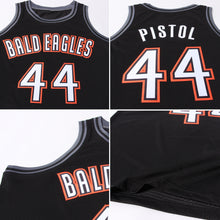 Load image into Gallery viewer, Custom Black White-Orange Authentic Throwback Basketball Jersey
