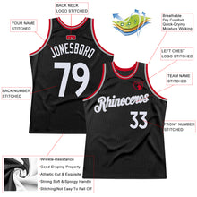 Laden Sie das Bild in den Galerie-Viewer, Custom Black White-Red Authentic Throwback Basketball Jersey

