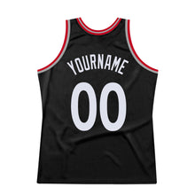 Laden Sie das Bild in den Galerie-Viewer, Custom Black White-Red Authentic Throwback Basketball Jersey
