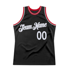 Laden Sie das Bild in den Galerie-Viewer, Custom Black White-Red Authentic Throwback Basketball Jersey

