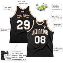 Load image into Gallery viewer, Custom Black White-Old Gold Authentic Throwback Basketball Jersey
