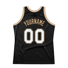 Load image into Gallery viewer, Custom Black White-Old Gold Authentic Throwback Basketball Jersey
