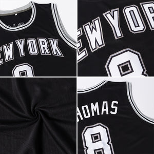 Custom Black Black-White Authentic Throwback Basketball Jersey