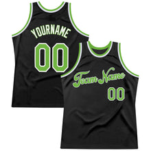 Load image into Gallery viewer, Custom Black Neon Green-White Authentic Throwback Basketball Jersey
