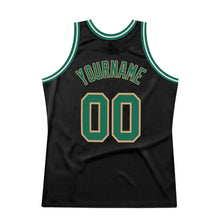 Load image into Gallery viewer, Custom Black Kelly Green-Old Gold Authentic Throwback Basketball Jersey
