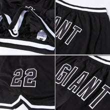 Laden Sie das Bild in den Galerie-Viewer, Custom Black Black-White Authentic Throwback Basketball Shorts
