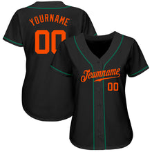 Load image into Gallery viewer, Custom Black Orange-Kelly Green Authentic Baseball Jersey
