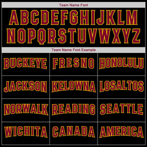 Custom Black Crimson-Gold Authentic Baseball Jersey