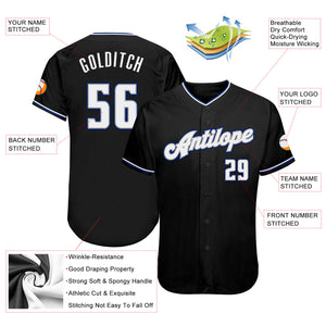 Custom Black White-Royal Authentic Baseball Jersey