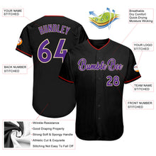 Load image into Gallery viewer, Custom Black Purple-Cream Authentic Baseball Jersey
