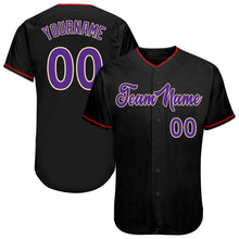 Load image into Gallery viewer, Custom Black Purple-Cream Authentic Baseball Jersey
