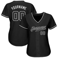 Laden Sie das Bild in den Galerie-Viewer, Custom Black Black-White Authentic Baseball Jersey
